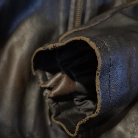Toxic Hazard Brown Distressed Moto Jacket Size L - Picture 11 of 12